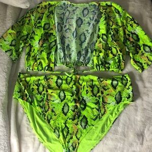 Asos Design Neon Snake bikini top & bottom